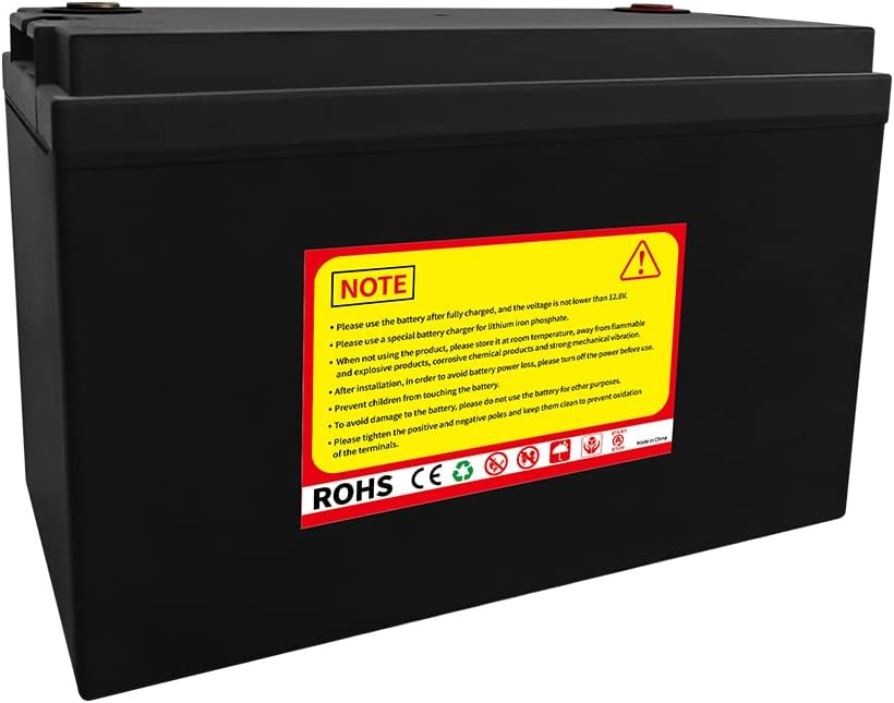 Batería LiFePO4 de 12 V 100 Ah 1280 Wh de ciclo profundo Batería recargable de fosfato de hierro y litio BMS integrado, perfecta para RV, solar,