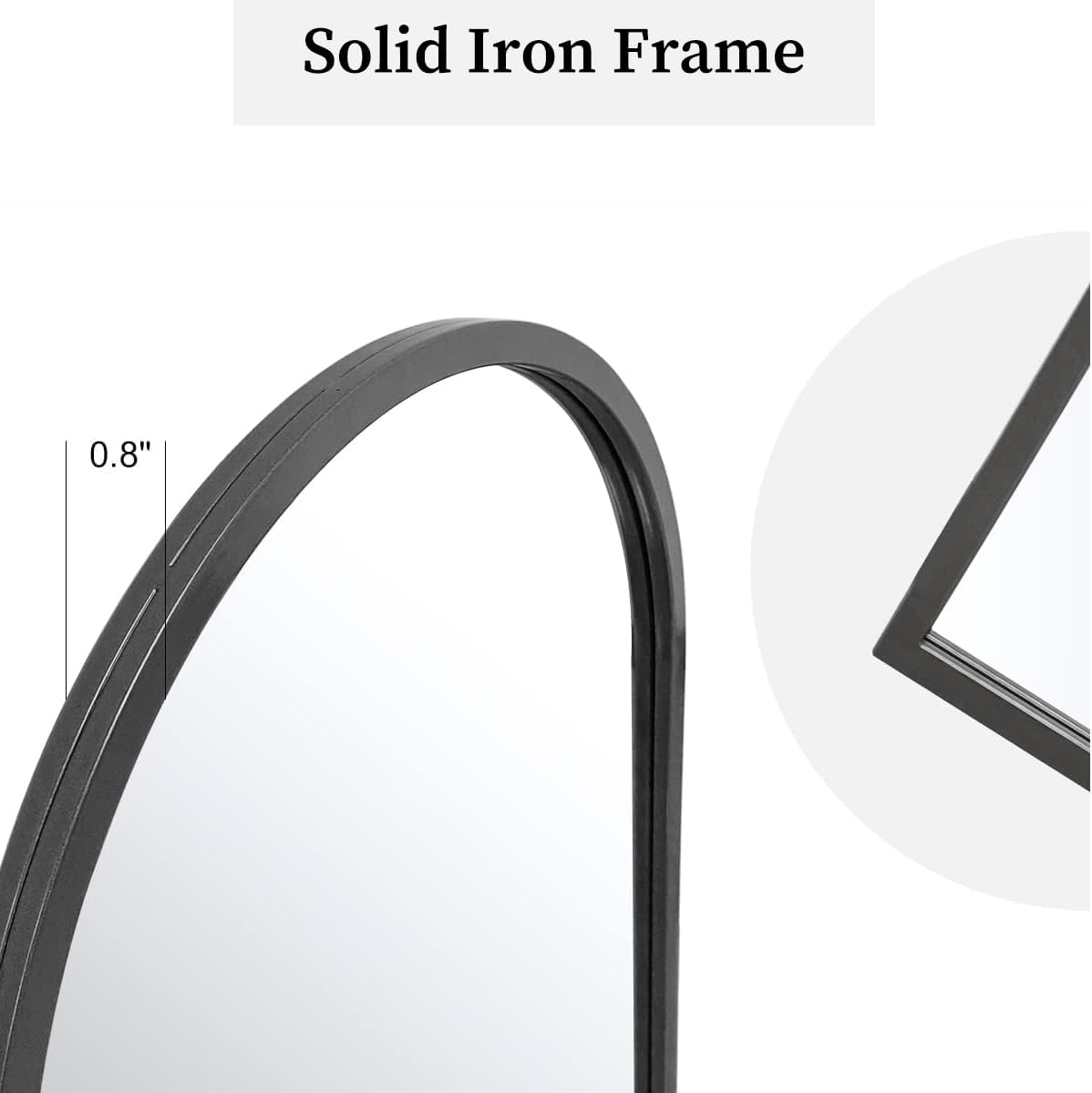 Espejo de pared arqueado, 30 x 20 pulgadas, espejo negro arco para tocador de baño, sala de estar o dormitorio, entrada, espejo de pared con arco