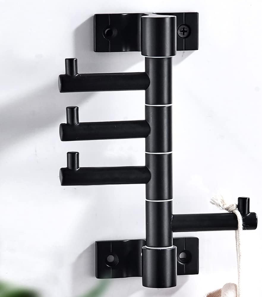 Ganchos giratorios negros para colgar en la pared con 4 brazos giratorios, múltiples ganchos para toallas de baño, ganchos para ropa, perchero de