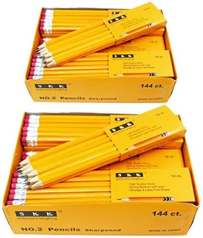 Lápices preafilados, lápices afilados con goma de borrar, lápiz n.2 HB, 144  caja, Anaranjado