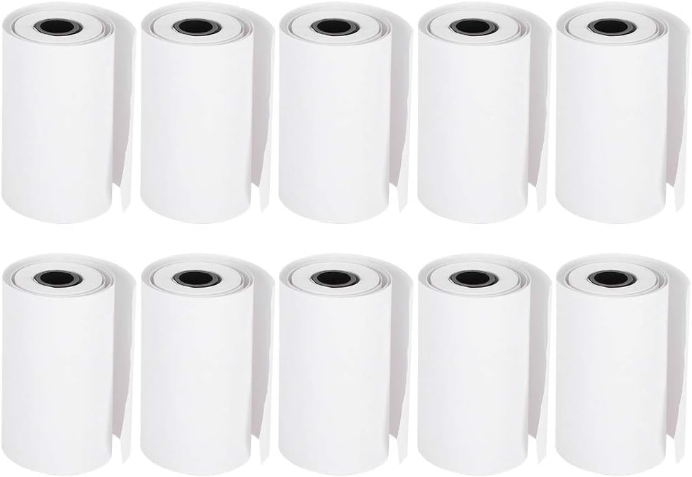Papel térmico de 10 rollos, negro sobre blanco, papel de impresora térmica para impresora de bolsillo Bluetooth, longitud de 19.7ft por rollo, ancho