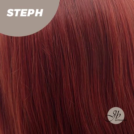 Bodywave – Peluca roja STEPH con flequillo completo, larga, rizada, ondulada, natural, para usar y llevar, sin pegamento, para fiesta, Halloween,