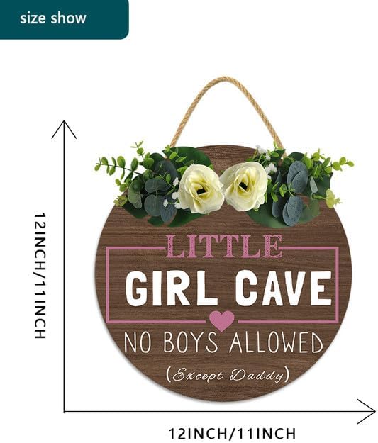 Letrero de cueva de niña de 12 x 12 pulgadas, letreros para habitación de niños para puerta, letrero de No Boys Allowed, decoración de habitación,