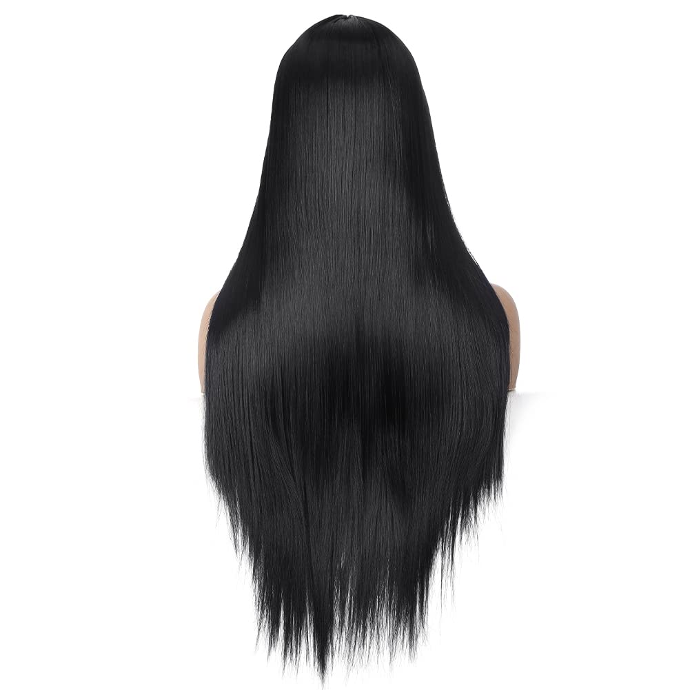 WIGER – Pelucas para mujeres y niñas con raíces oscuras con color degradado de cabello sintético naturalmente lacio y largo, resistente al calor y
