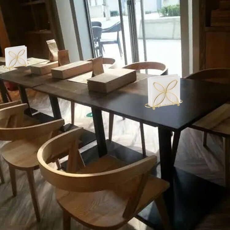 Servilleteros para mesa, juego de 2 servilleteros dorados, dispensador de pañuelos independiente de metal con diseño de mariposa, organizador de