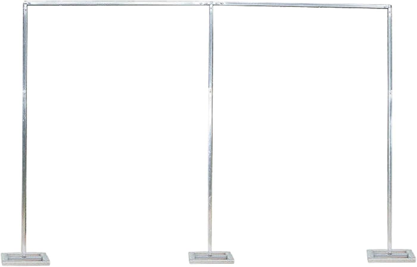 Kit de tubo de soporte de telón de fondo, marco de cortina telescópico para fiesta de boda (plata, 19.7 x 9.8 ft)