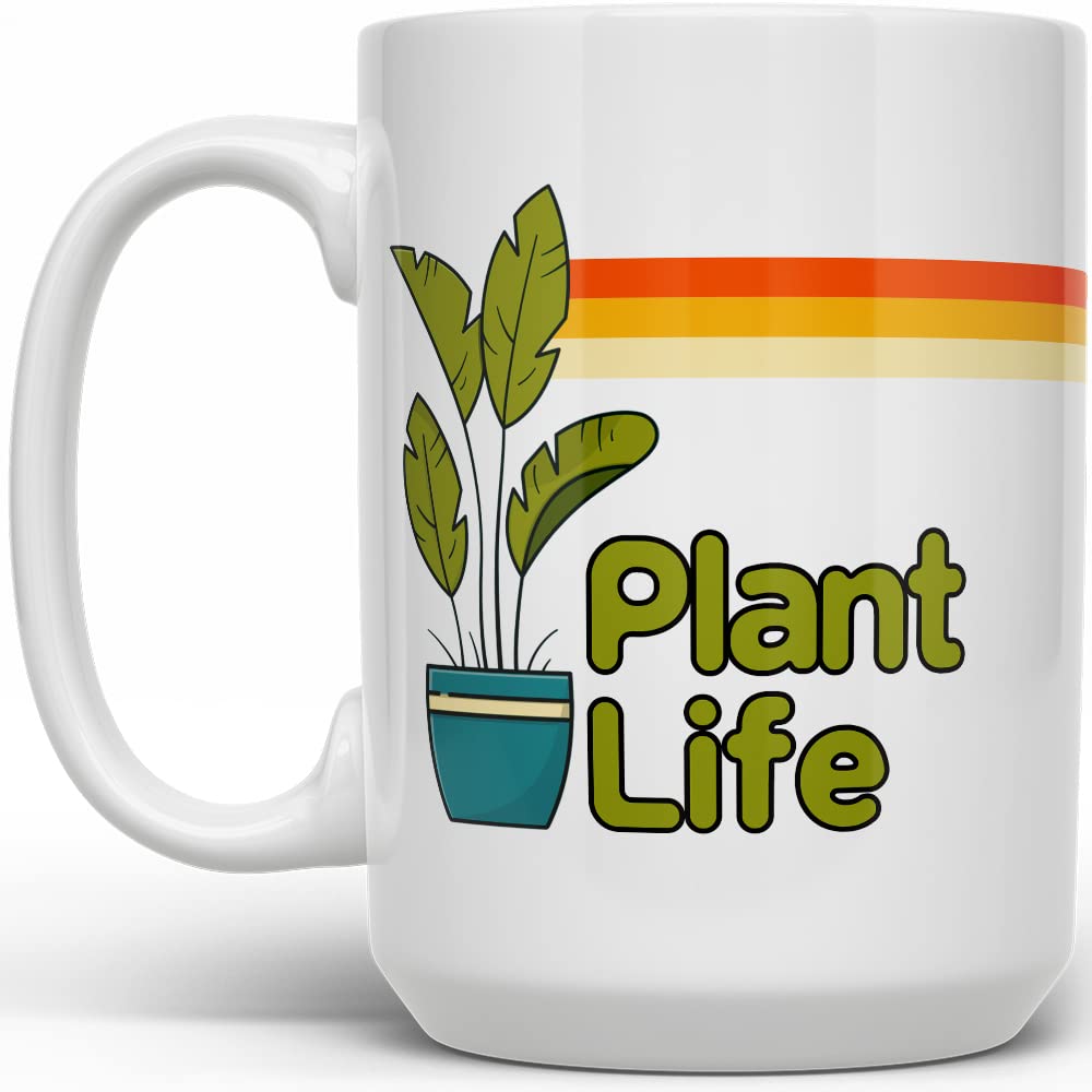 Plant Life Coffee Mug, Houseplant Lover Tea Cup, Gardner Landscape Green Thumb Nature Gift (15oz)