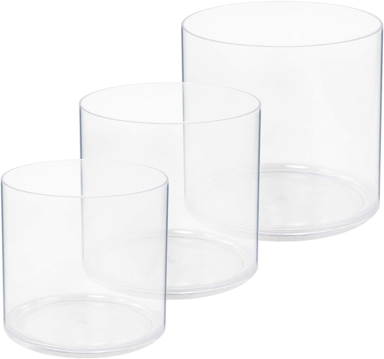 Royal Imports Cilindros de jarrones acrílicos de flores, centro de mesa decorativo para el hogar o boda, plástico irrompible, 1 juego de 3 tamaños