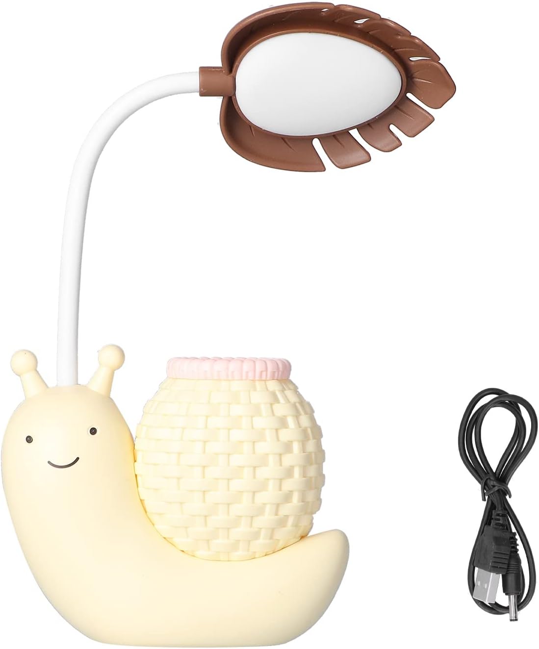 Lámpara de escritorio LED con soporte para bolígrafo, lámpara de mesa con soporte de dibujos animados, múltiples funciones de carga USB, linda luz