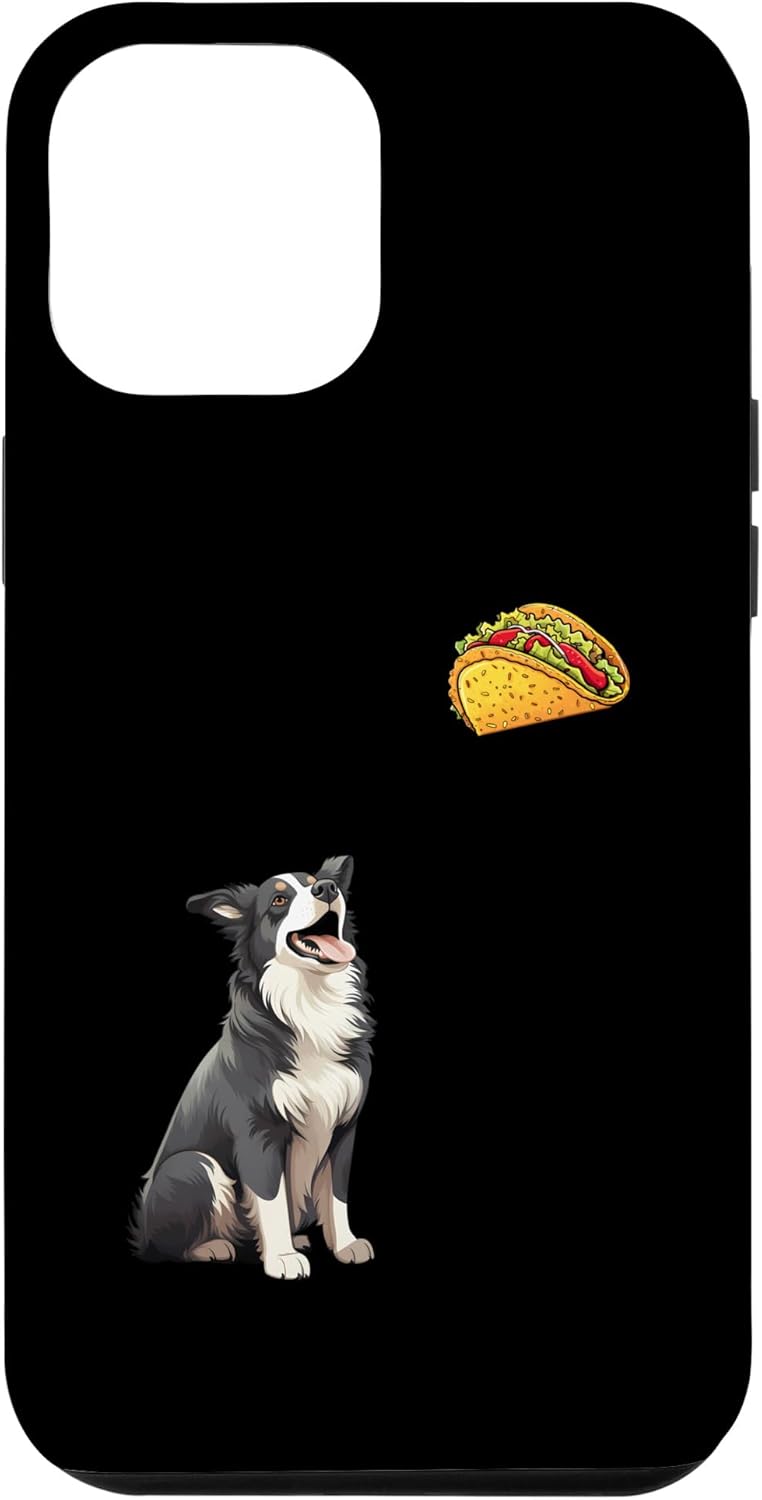 Funda para iPhone 12 Pro Max Border Collie mirando a Taco, divertida funda Border Collie