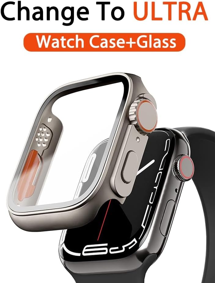 VBWVA Funda firme de PC para carcasa Apple Watch de 1.772 in, 1.614 in, 1.732 in, 1.575 in, 1.654 in, 1.496 in, apariencia de vidrio, actualización