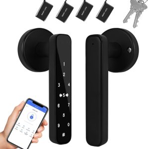 Pomo electrónico inteligente para puerta con aplicación, juego de cerradura de puerta de entrada sin llave con teclados y asa, cerradura de cerrojo Pomo electrónico inteligente para puerta con aplicación, juego de cerradura de puerta de entrada sin llave con teclados y asa, cerradura de cerrojo