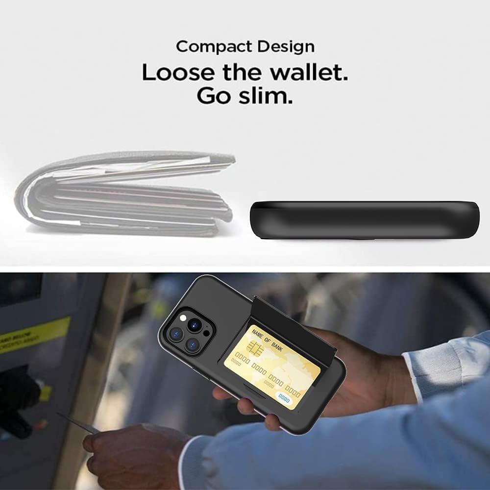FDTCYDS Funda para iPhone 13 Pro con tarjetero, protección resistente de silicona híbrida de protección para tarjetas de crédito, funda tipo cartera