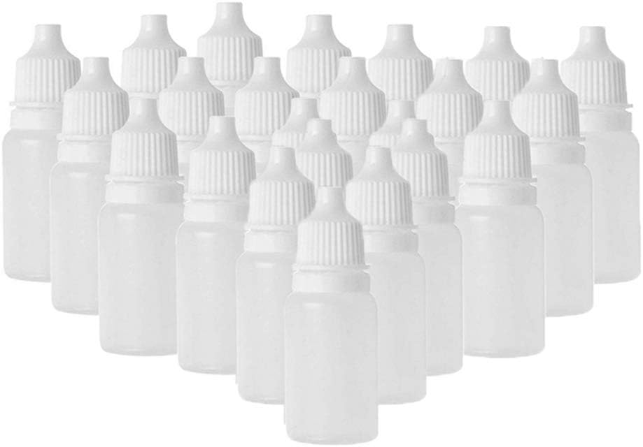 25 botellas de plástico transparente recargables de 0.1 fl oz, contenedor portátil suave y exprimible para líquidos con tapón y tapón de rosca, 25
