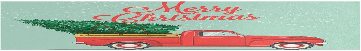 Camino de mesa de árbol rojo de Feliz Navidad, decoración de cocina de otoño para decoración de mesa de comedor, camino de mesa de Navidad, 72