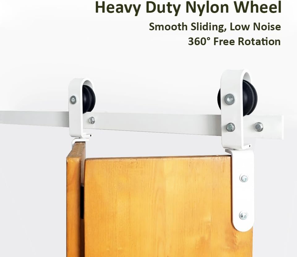 DIYHD Kit de puerta corrediza de granero plegable de 51-916 pulgadas, montaje frontal resistente, para 4 puertas, se ajusta a un ancho máximo de