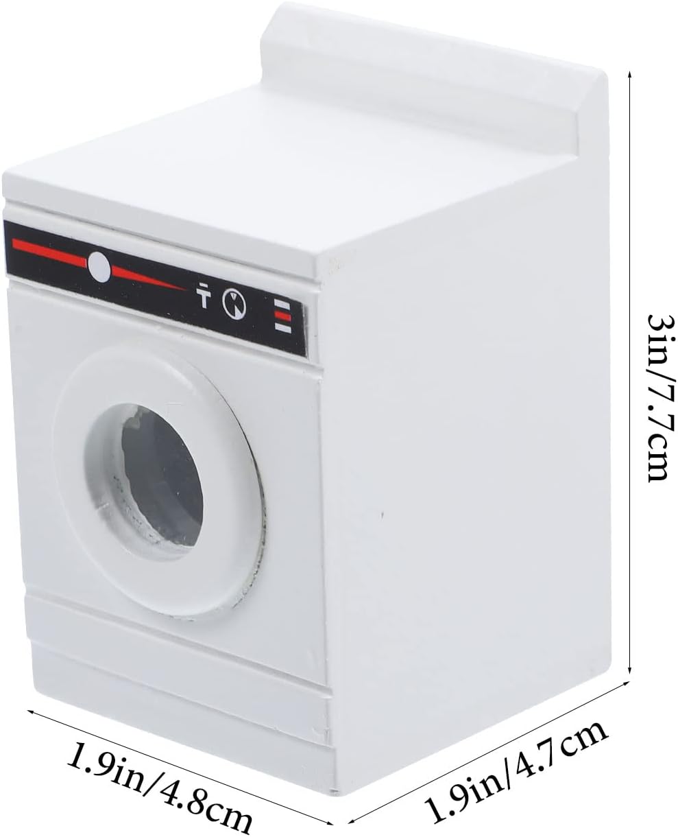 Toyvian Lavadora de casa de muñecas Mini lavadora de tela secadora Modelo Minihouse Lavandería Miniatura para casa de muñecas Accesorios de muebles