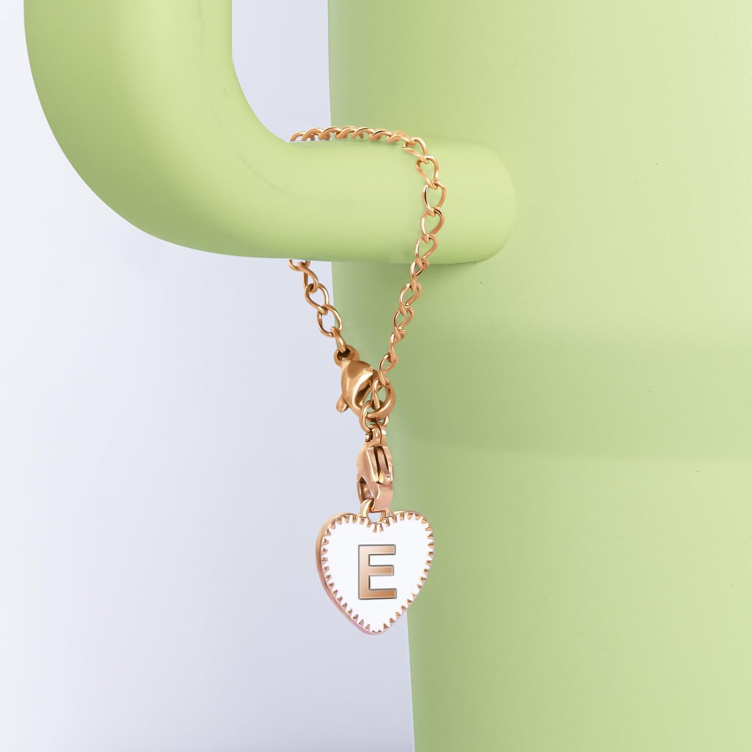 2PCS Letter Charms Accessories for Stanley Cup with Handle, Heart-shaped Personalized Name ID Letter Charm for Stanley Tumbler