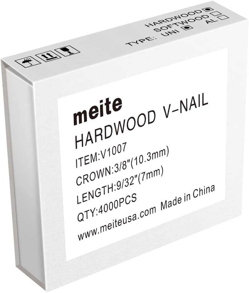 meite Tipo de madera dura 0.406 in Diámetro V Clavos 0.276 in Longitud 932-Inch para Marco de fotos Joiner V1015B V-Nailer Herramienta de esquinas