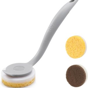 DrDirt Esponja de cocina con asa, 2 esponjas redondas de pulpa de madera y 1 esponja de limpieza redonda para fregar, antiarañazos, uso multiusos DrDirt Esponja de cocina con asa, 2 esponjas redondas de pulpa de madera y 1 esponja de limpieza redonda para fregar, antiarañazos, uso multiusos