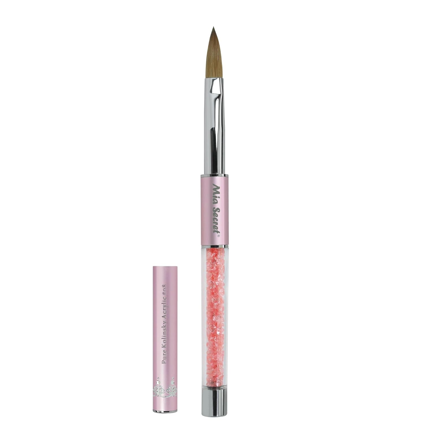 Mia Secret PREMIER – Pinceles de uñas 100% Kolinsky hechos en Estados Unidos, pinceles para arte de uñas prenio (rosa, 8 o)