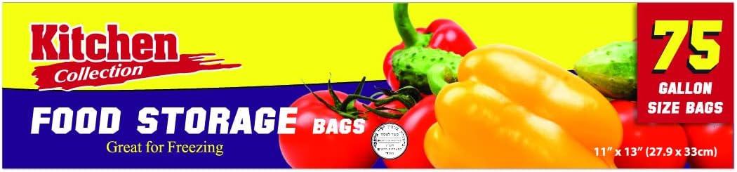 PARTY BARGAINS Bolsas de almacenamiento de alimentos de 1 galón con lazos giratorios. 11 x 13 pulgadas. 75 bolsas. Fácil y conveniente para cocina,