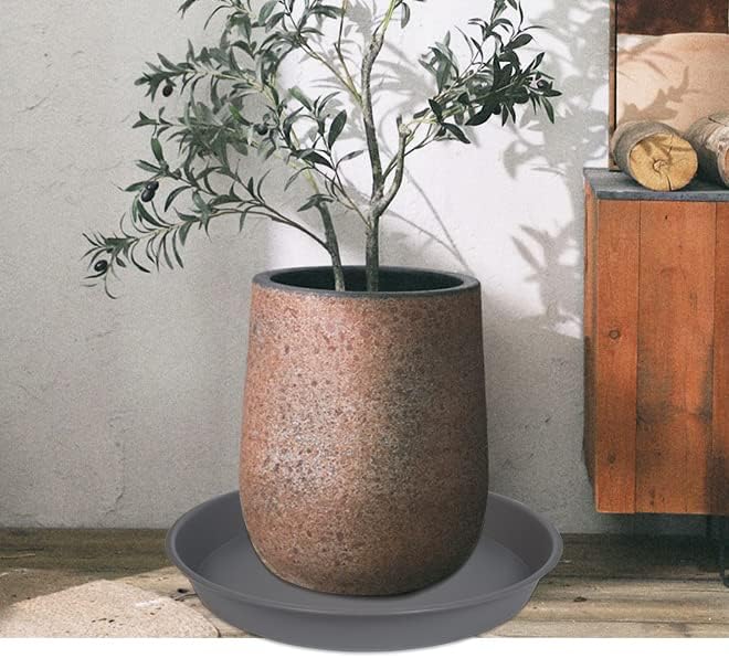 Paquete de 2 platillos para plantas de 18 pulgadas de 19 pulgadas (base de 16.6 pulgadas), bandejas de plantas para macetas, platillos de plástico