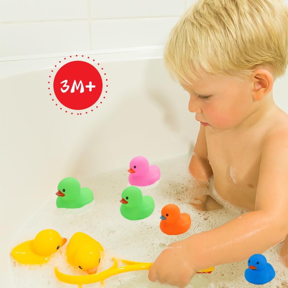 50 piezas de mini patos de goma multicolor para el baño del bebé, niños chillan y flotan pequeños patos de colores a granel para la ducha de los