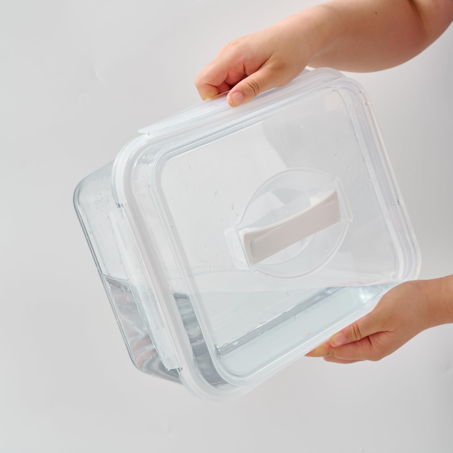 XXXXX-Large Recipiente práctico de vidrio con tapa de bloqueo, 220 onzas, sin BPA, vidrio de borosilicato, tamaño familiar, tamaño de fiesta, tapa