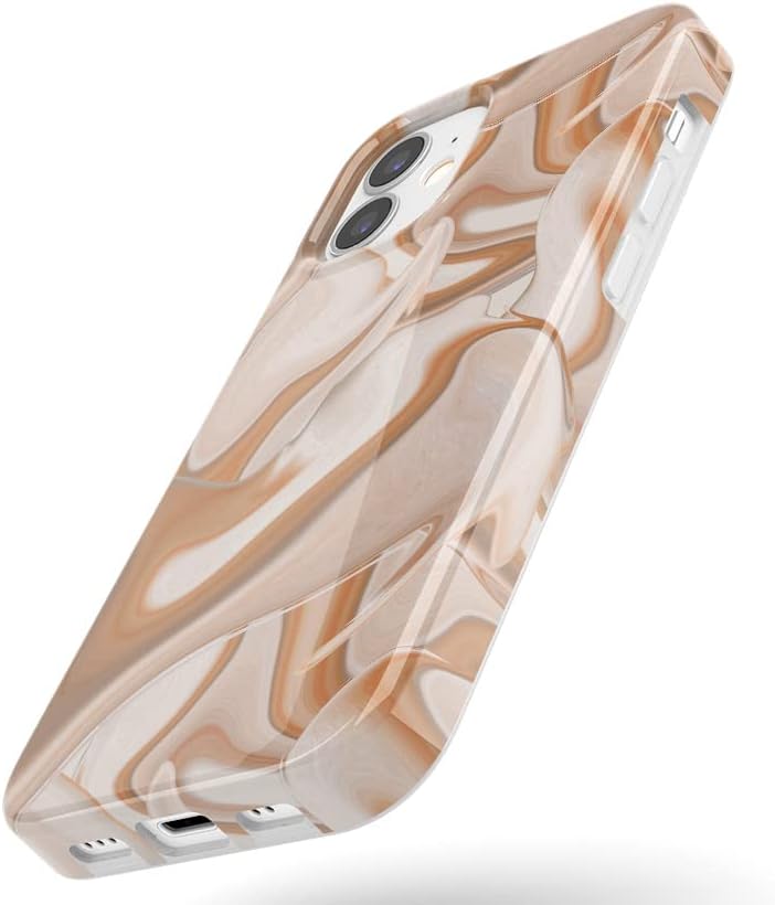 Casely Funda compatible con iPhone 12 Mini  Caramelo Delight  Funda con diseño de remolinos de mármol