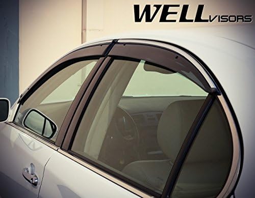 WellVisors Repuesto para Lexus ES300 y ES330 2002-2006 Clip-ON cromado, protector de lluvia lateral teñido de humo, deflectores de ventana 3-847LX010