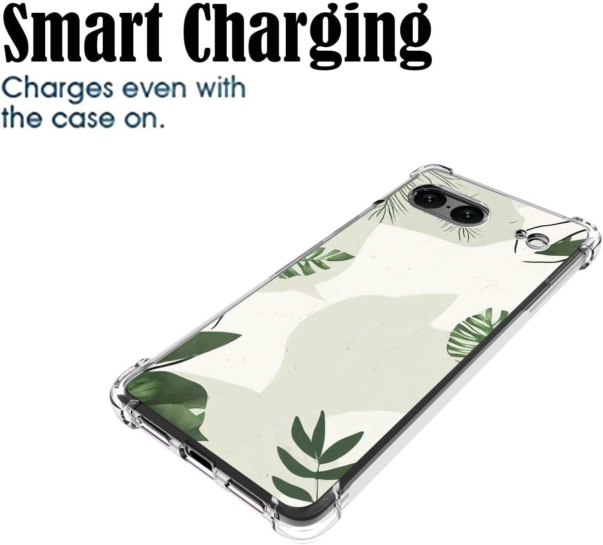 Funda minimalista compatible con Google Pixel 7, diseño bohemio minimalista abstracto de hojas verdes pastel arte botánico para Moto Case Girls
