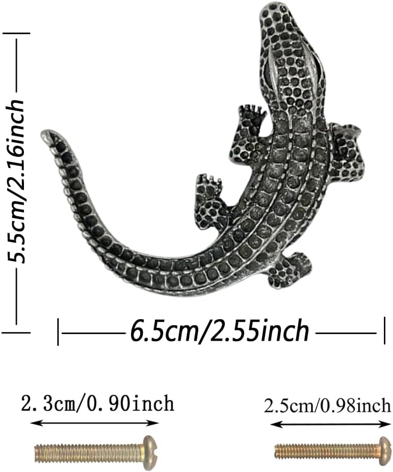 6 manijas decorativas con forma de cocodrilo, manijas decorativas de herrajes para gabinete, armario, cajón, aparador, perillas de un solo agujero,