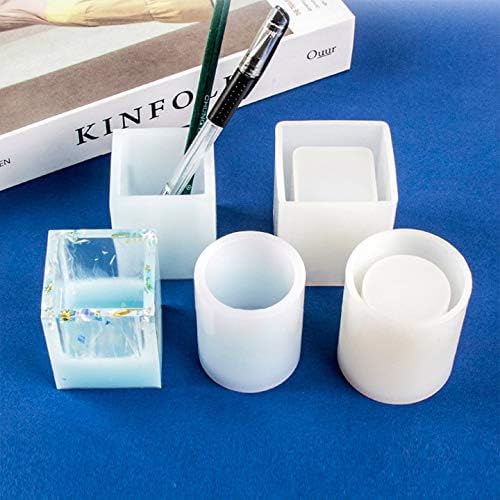 Molde de silicona para macetas, moldes de silicona para cubos y cilindros, organizador de brochas de maquillaje, molde de epoxi, moldes para