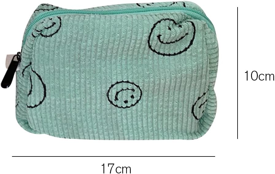 Cessfle Bolsa de maquillaje de cara sonriente, bolsa de cosméticos de pana para cosméticos, bolsa de maquillaje estética, bonita bolsa de maquillaje