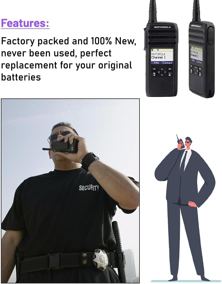 2 baterías recargables de iones de litio de 3.7 V 2500 mAh PMNN4578A BT110 para radios DTR600 DTR700 DTR720 compatible con parte no PMNN4578