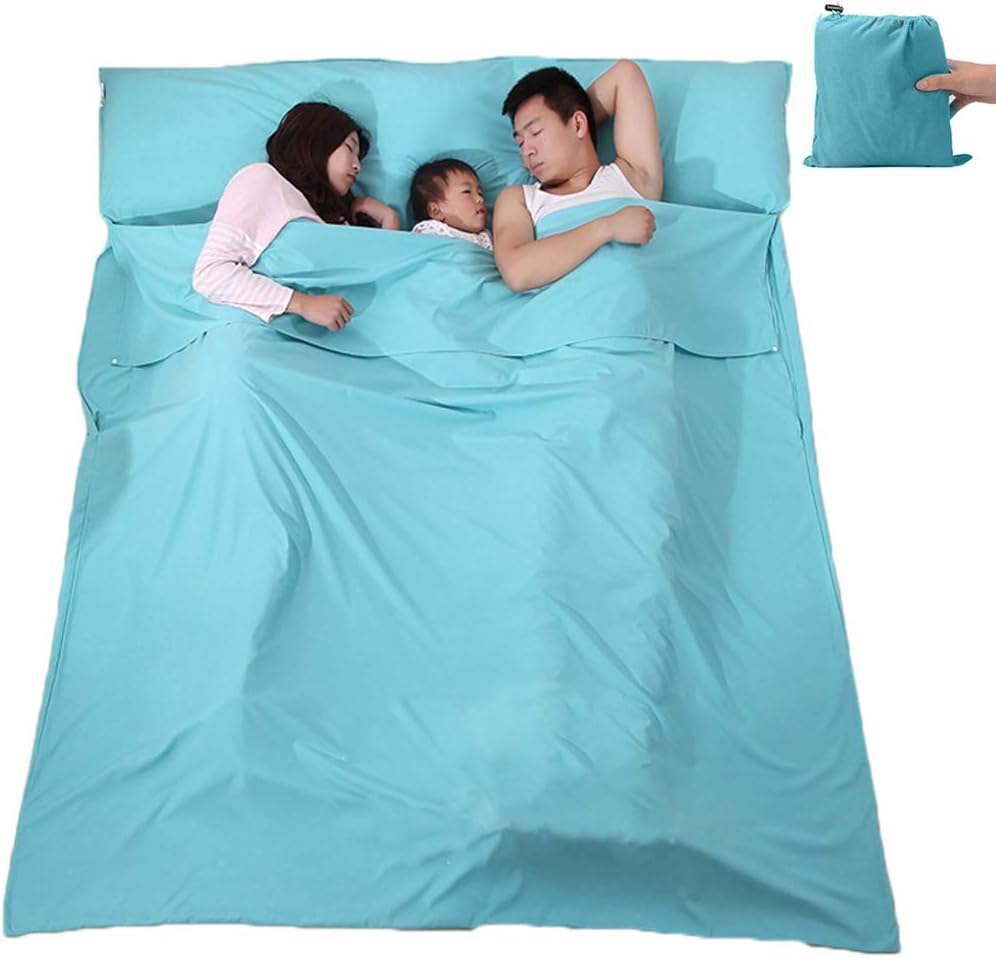 Forro para saco de dormir, ligero portátil, suave hoja de viaje y camping, con bolsa compacta y de transporte, para viajes, hotel