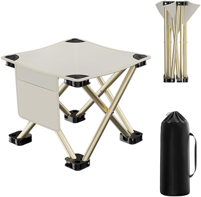 Volicrt Taburete portátil de camping para camping, barbacoa, pesca, jardinería, senderismo, playa y viajes, puede soportar hasta 400 libras con
