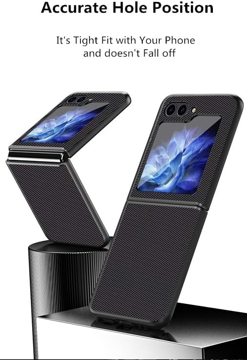 Funda para Samsung Galaxy Z Flip 5, funda de cuero con patrón de fibra de carbono para Samsung Galaxy Z Flip 5, cubierta de carga inalámbrica ligera