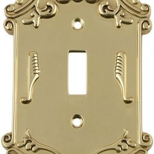 Nostalgic Warehouse 720082 Placa de interruptor victoriana con palanca simple, latón sin lacar Nostalgic Warehouse 720082 Placa de interruptor victoriana con palanca simple, latón sin lacar