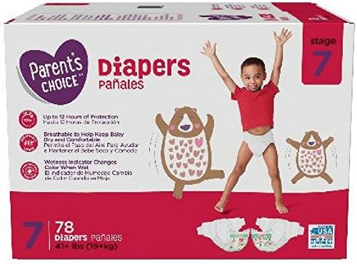Pañales Parent’s Choice (talla 7, cuenta 78, paquete de 1)