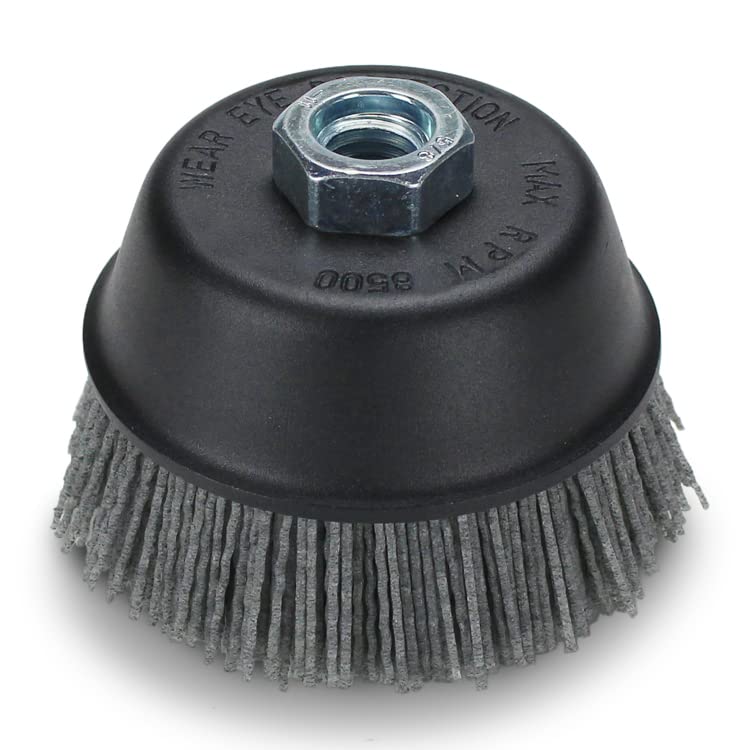 BHA Cepillo de cerdas de nailon con filamentos abrasivos de 4 pulgadas, eje de amenaza 58-11, gris (grano 80)