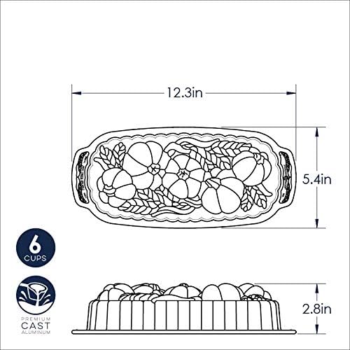 Nordic Ware 93448 – Molde para pan de trigo y calabaza, capacidad de 6 tazas, color bronce