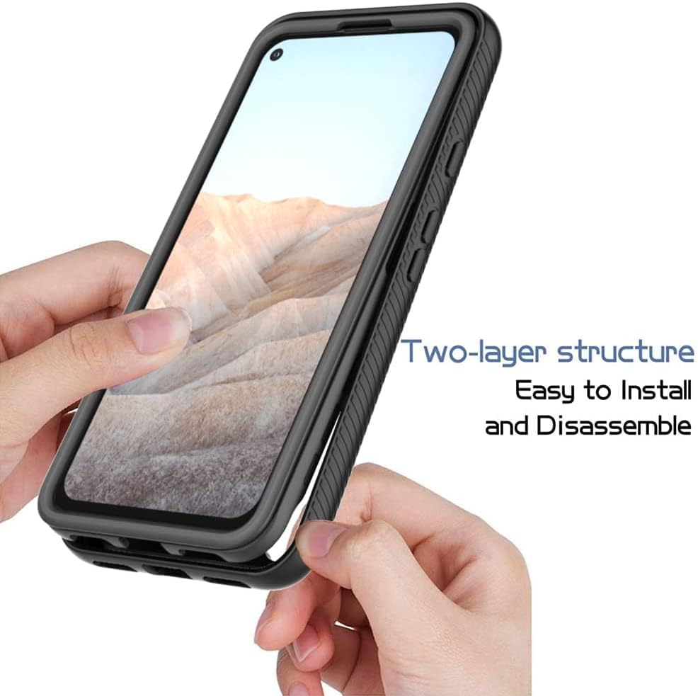 Asuwish Funda para teléfono para Google Pixel 5a 5G con protector de pantalla de vidrio templado y soporte delgado, híbrida, resistente, funda