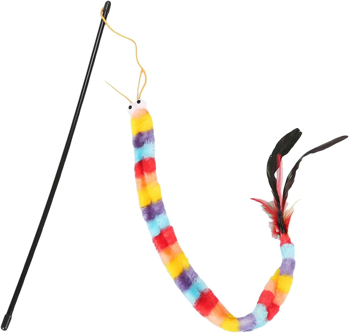 QWINEE Juguetes de varita para gatos, juguete interactivo para gatos, juguetes para gatos de interior, juguetes interactivos para gatito, multicolor
