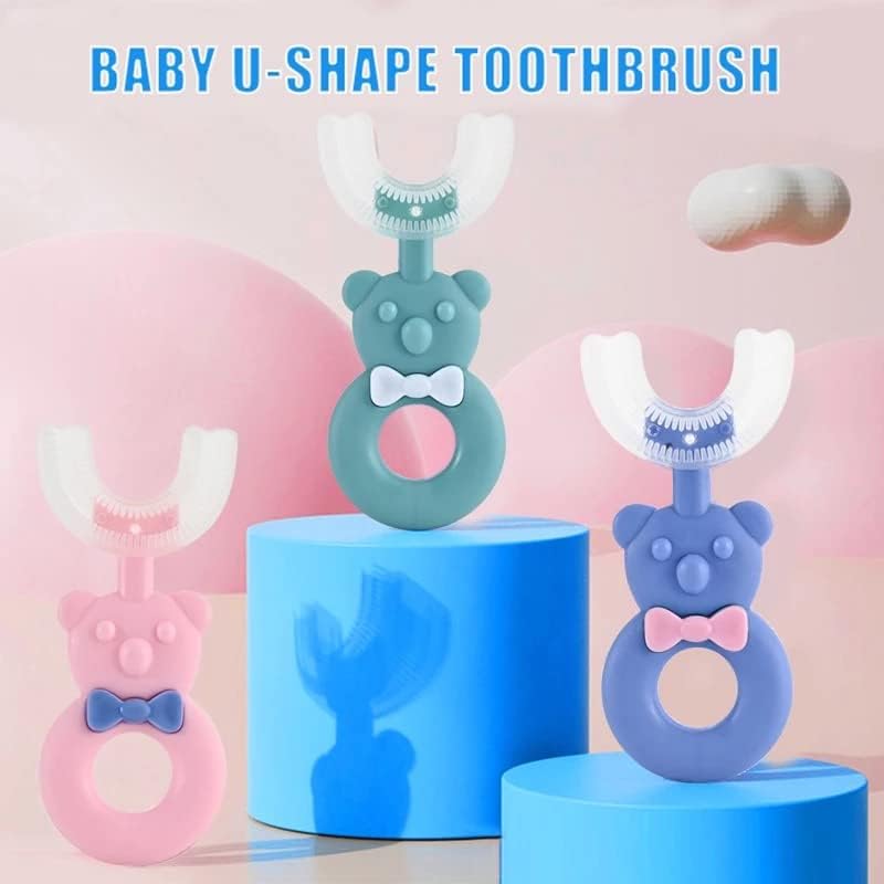 Soft Little Bear – Cepillo de dientes oral en forma de U para niños con dientes frágiles (2 a 6 años, rosa)