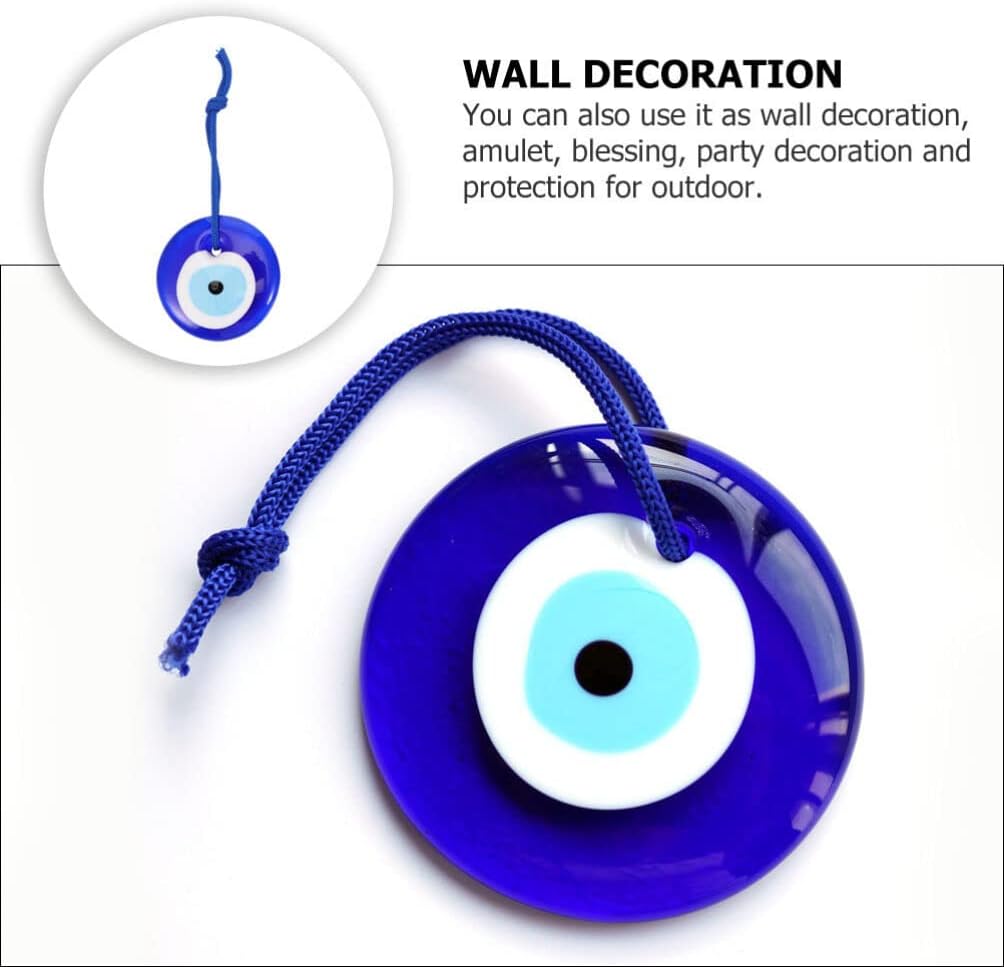 Adorno colgante de ojo azul turco para colgar en la pared, 2 piezas con protección de cuerda, amuleto de buena suerte, amuleto para colgar en la