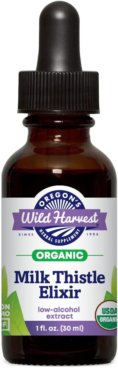 Oregon’s Wild Harvest Elixir de cardo mariano suplemento orgánico de hierbas bajo en alcohol, 1 onza líquida
