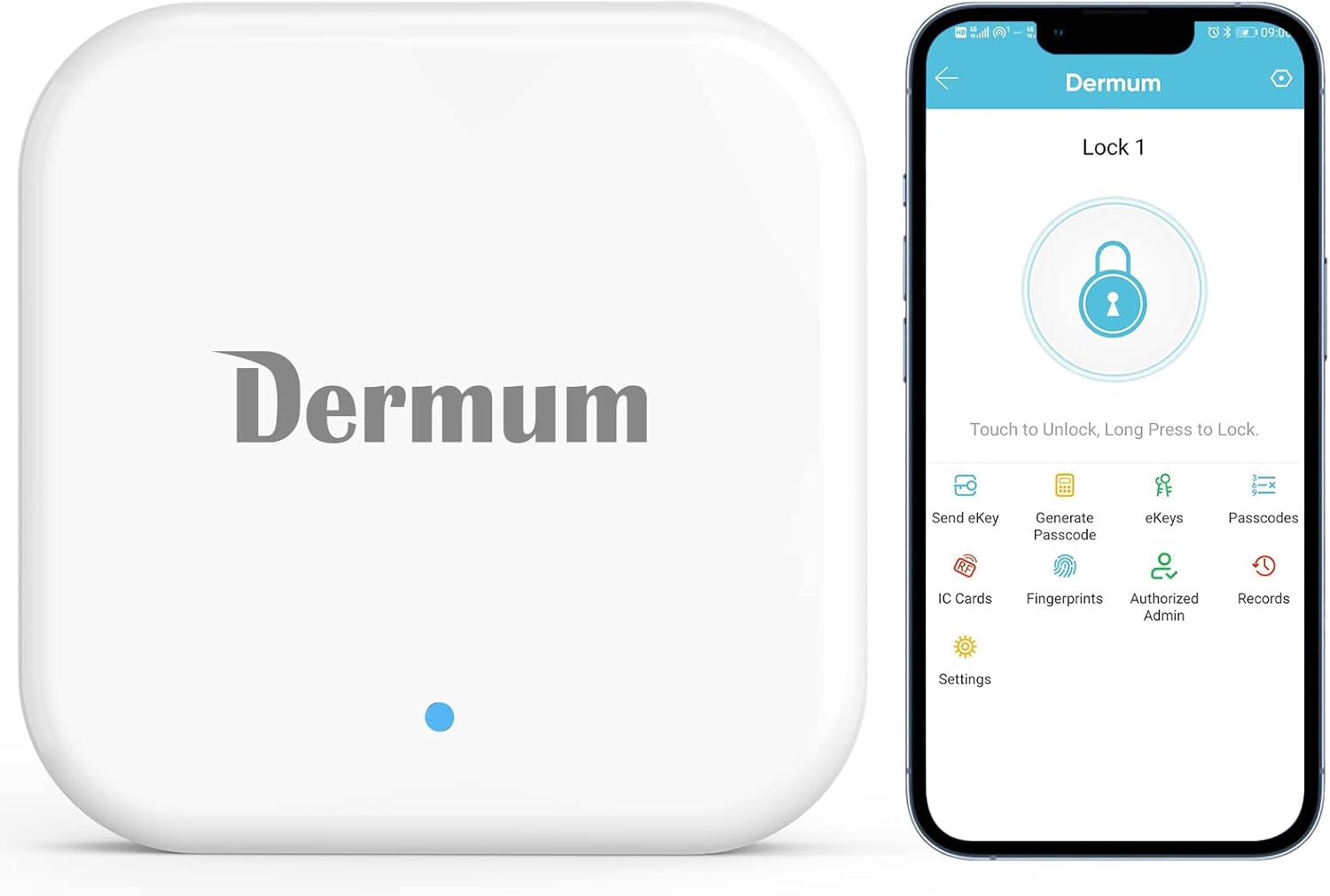 Dermum Cerradura de puerta inteligente con huella digital sin llave G3