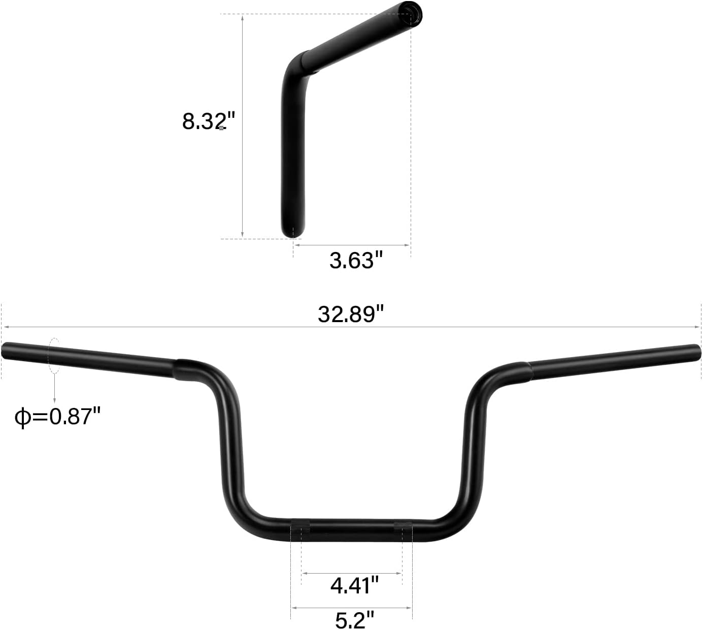 XFMT Manillar de motocicleta negro mate 8 pulgadas elevación 78 pulgadas manillar para Harley Sportster S RH1250S 2021-2023 Nightster RH975 2022-2023